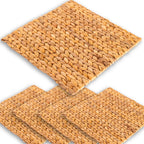 Set of 4 Square Herringbone Water Hyacinth Placemats Handwoven by eQueen Handicrafts