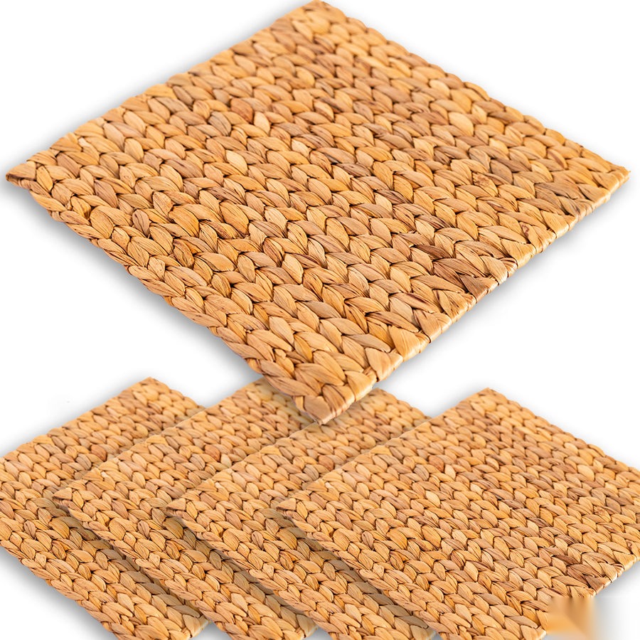 Square herringbone water hyacinth placemats styled on British dining table – eQueen Handicraft