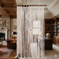Beige Picture Macrame Curtain 77 × 43 Inches – Handcrafted Artisan Curtain for Elegant British Interiors