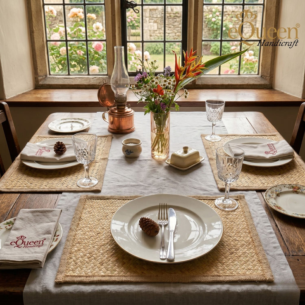 Set of 4 Rectangle Seagrass Placemat – Handwoven Natural Table Mat