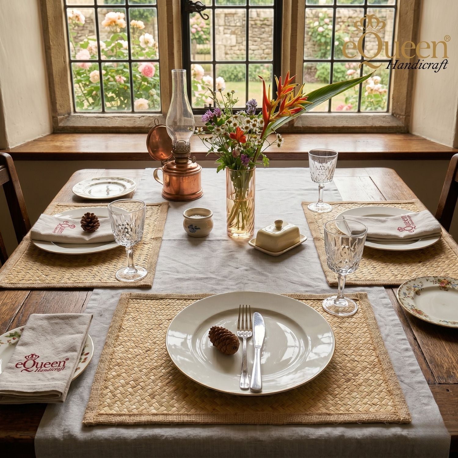 Set of 4 Rectangle Seagrass Placemat – Handwoven Natural Table Mat