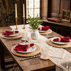 Set of 4 Round Water Hyacinth Placemats 30 cm – handwoven natural table mats by eQueen Handicraft