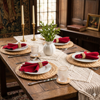 Set of 4 Round Water Hyacinth Placemats (11.8 inch) – Handwoven Natural Placemats by Skilled Artisans