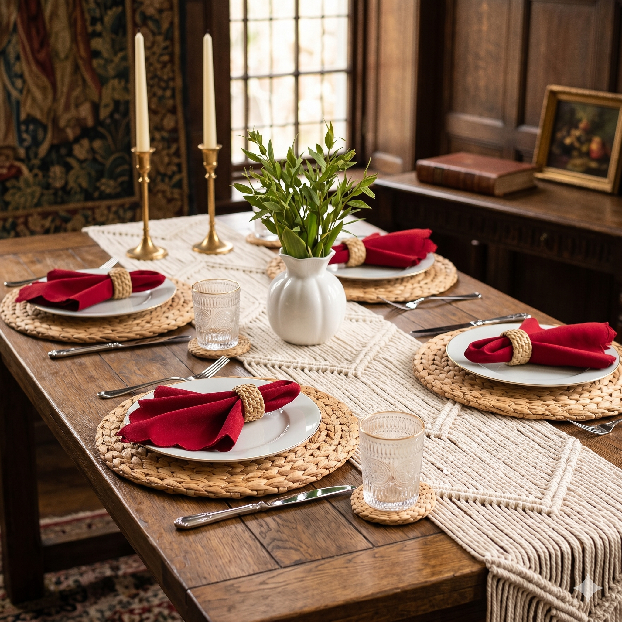 Set of 4 Round Water Hyacinth Placemats (11.8 inch) – Handwoven Natural Placemats by Skilled Artisans