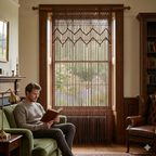 Brown Classic Net Macrame Curtain – Handcrafted Heritage Texture for Elegant British Homes