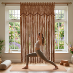 Brown Net Macrame Curtain – Handcrafted Heritage Texture for Elegant British Homes
