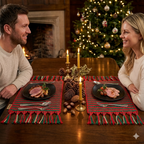 Set of 2 Christmas Macrame Placemats (Green & Red) – Handmade Festive Table Décor 30 × 42 cm
