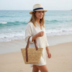 Compact water hyacinth V bag styled as everyday boho shoulder bag – eQueen Handicraft