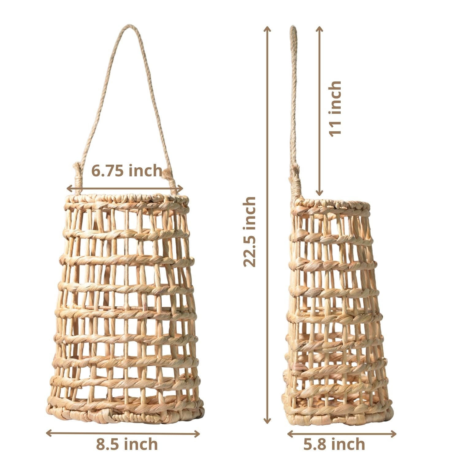 Water Hyacinth Hanging Basket – Handwoven Rustic Wall Decor