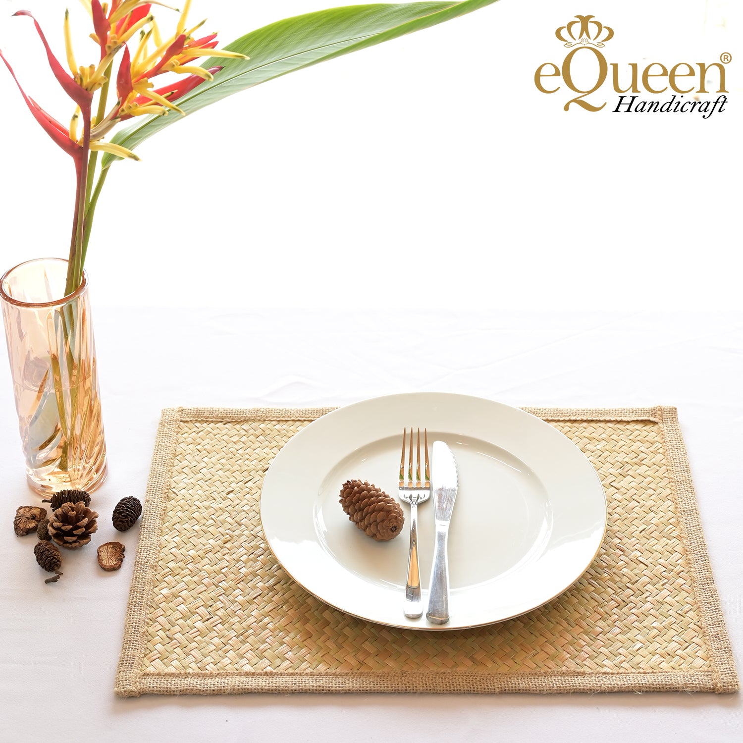 Set of 4 Rectangle Seagrass Placemat – Handwoven Natural Table Mat