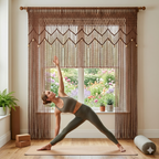 Brown Classic Net Macrame Curtain – Handcrafted Heritage Texture for Elegant British Homes