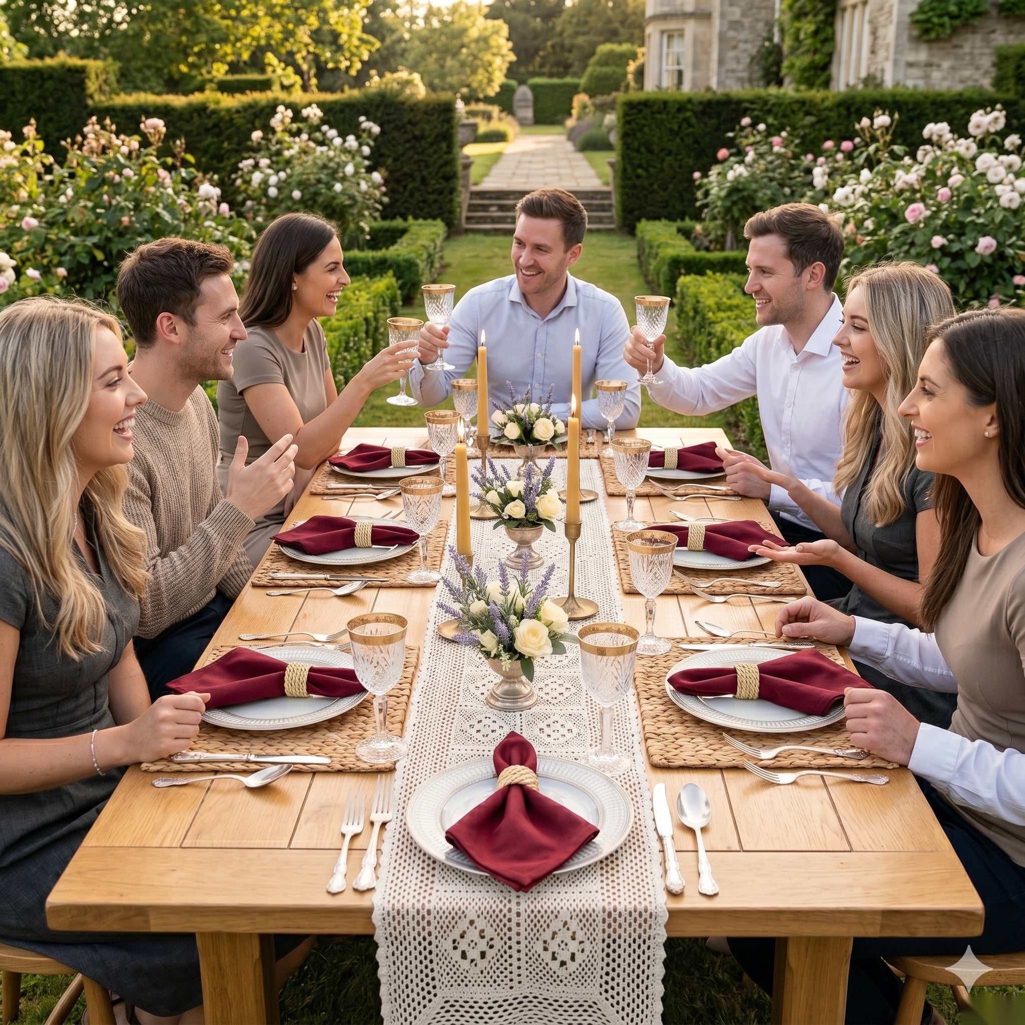 Set of 4 square herringbone placemats for sustainable British home dining – eQueen Handicraft