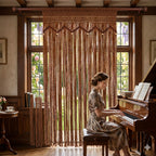 Brown macrame net curtain as boho room divider – eQueen Handicraft