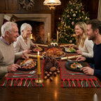 Christmas macrame placemat set styled with red and green tableware – eQueen Handicraft