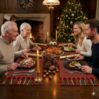 Set of 2 Christmas Macrame Placemats (Green & Red) – Handmade Festive Table Décor 30 × 42 cm