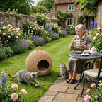 Natural water hyacinth dome cat bed with entrance opening – eQueen Handicraft