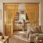 Gold Butterfly Macrame Curtain – Handcrafted Natural Elegance for Calm British Interiors