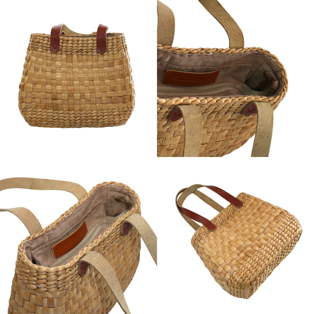 Water hyacinth N1 bag worn as summer shoulder tote – eQueen Handicraft