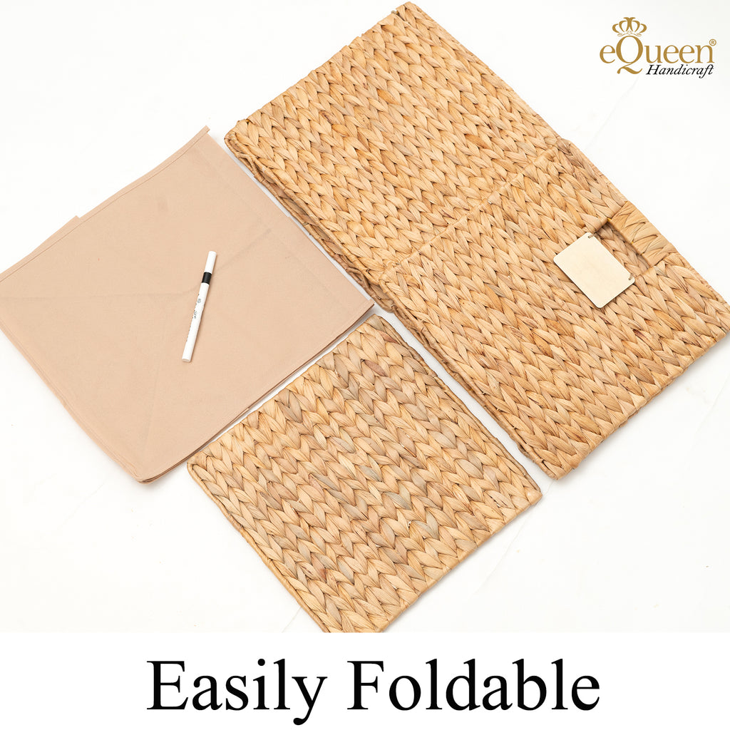 Set of 2 Foldable Water Hyacinth Storage Baskets (11.8 x 11.8 x 11.8 inch) – Handwoven Natural Cube Organizers