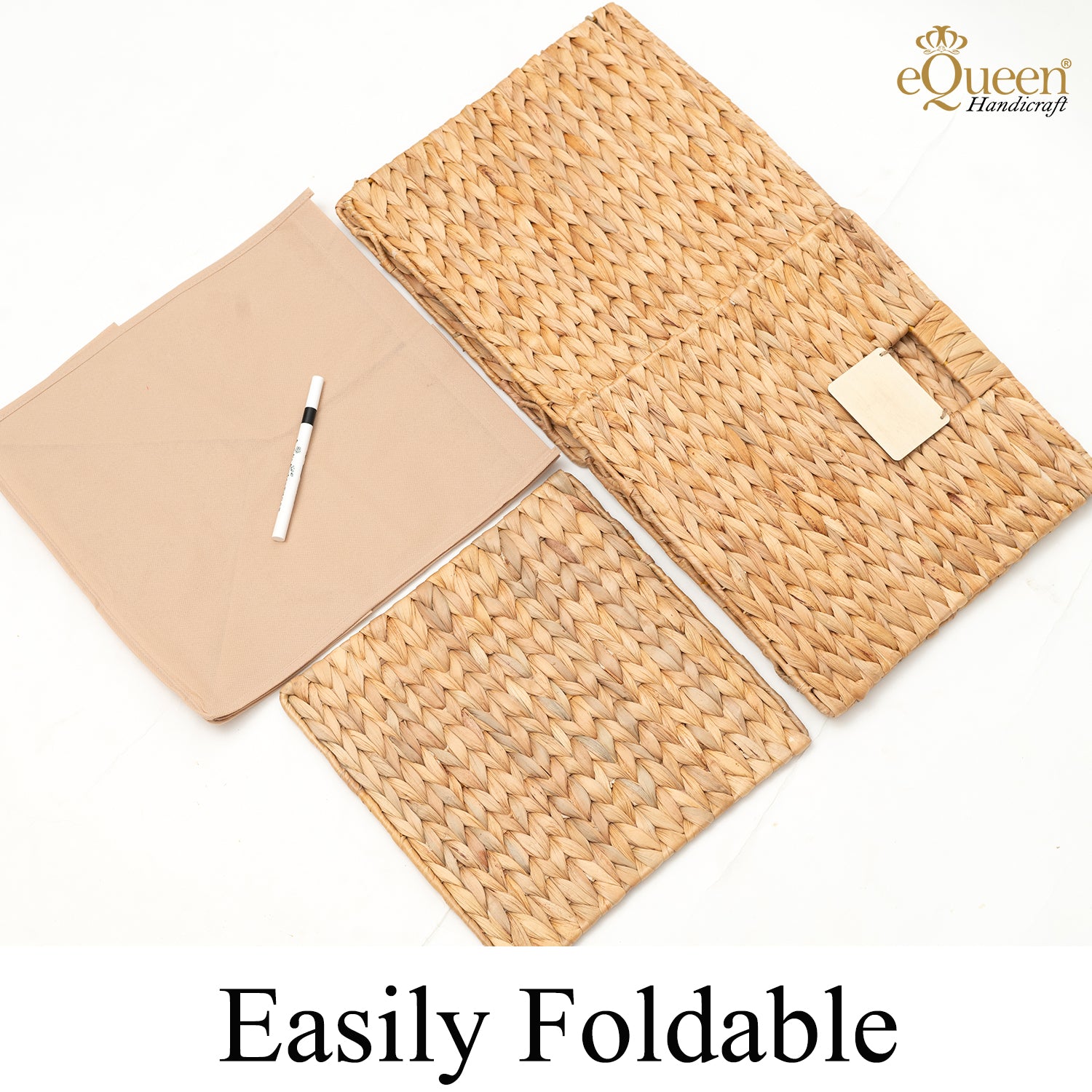 Set of 2 Foldable Water Hyacinth Storage Baskets (11.8 x 11.8 x 11.8 inch) – Handwoven Natural Cube Organizers