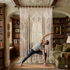 Beige Picture Macrame Curtain 77 × 43 Inches – Handcrafted Artisan Curtain for Elegant British Interiors