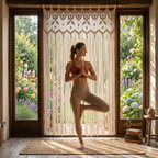 Beige Butterfly Macrame Curtain – Handcrafted Natural Elegance for Calm British Interiors
