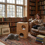 Top level of two-tier water hyacinth woven cat house – eQueen Handicraft