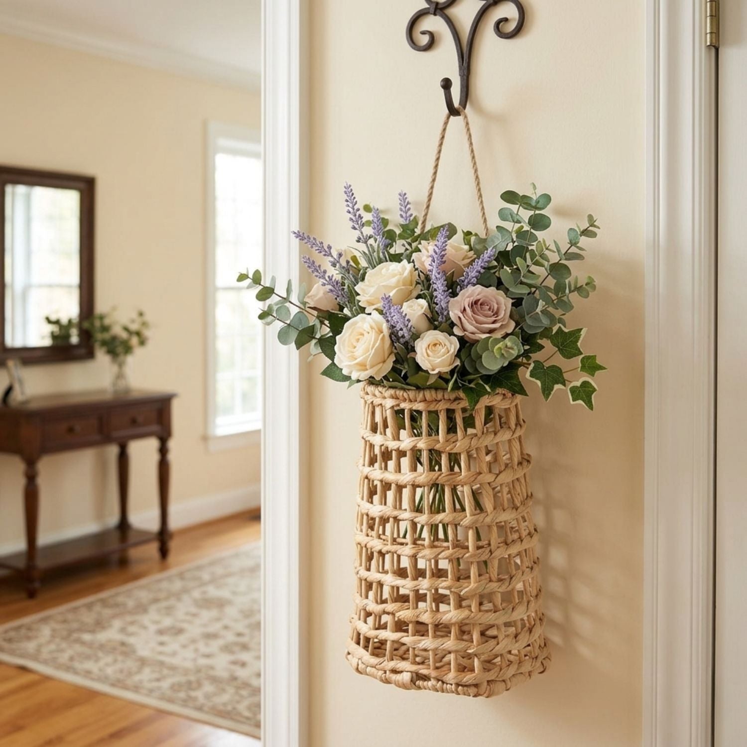 Water Hyacinth Hanging Basket – Handwoven Rustic Wall Decor