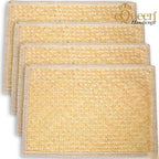 Set of 4 Rectangle Seagrass Placemats – handwoven natural table mats by eQueen Handicraft