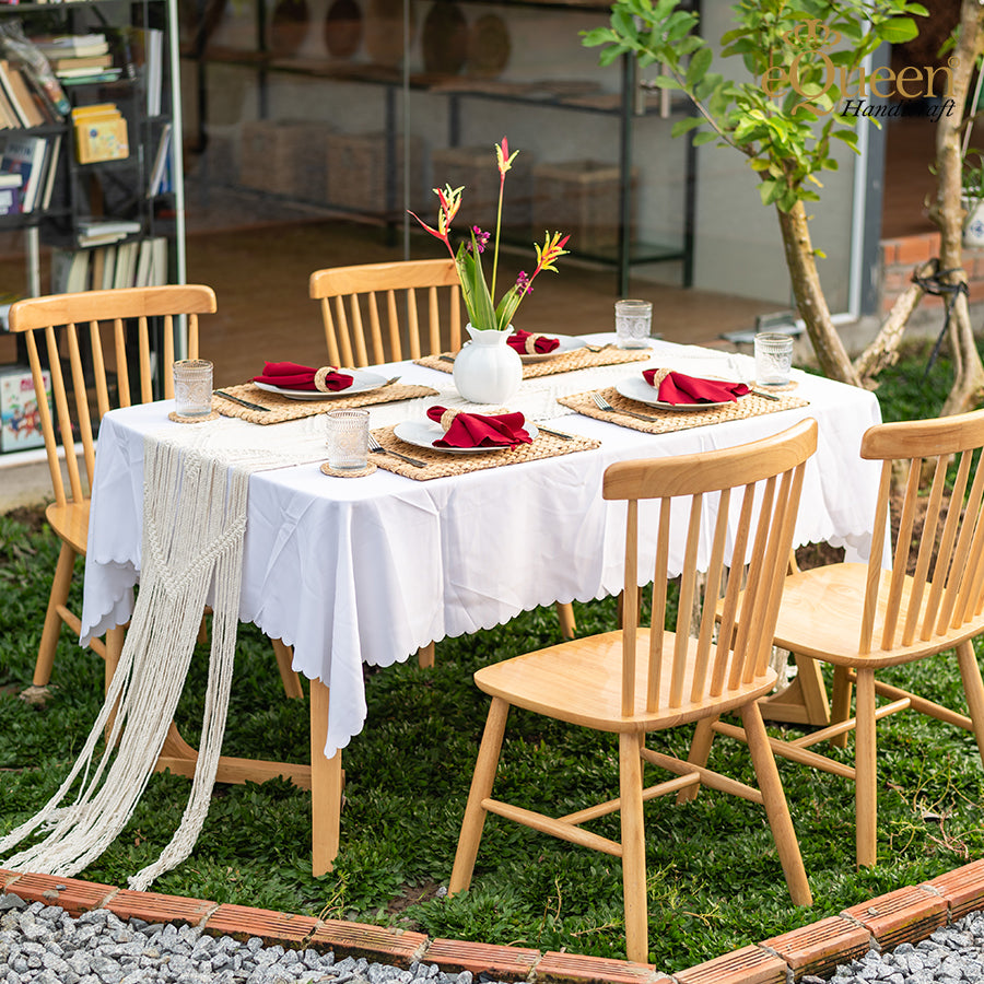 Set of 4 Rectangular Herringbone Water Hyacinth Placemats (42 × 30 cm) – Handwoven Natural Table Mats
