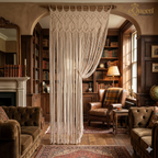 Beige Butterfly Macrame Curtain – Handcrafted Natural Elegance for Calm British Interiors