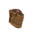 Natural bulrush straw bag with flower weave pattern – eQueen Handicraft