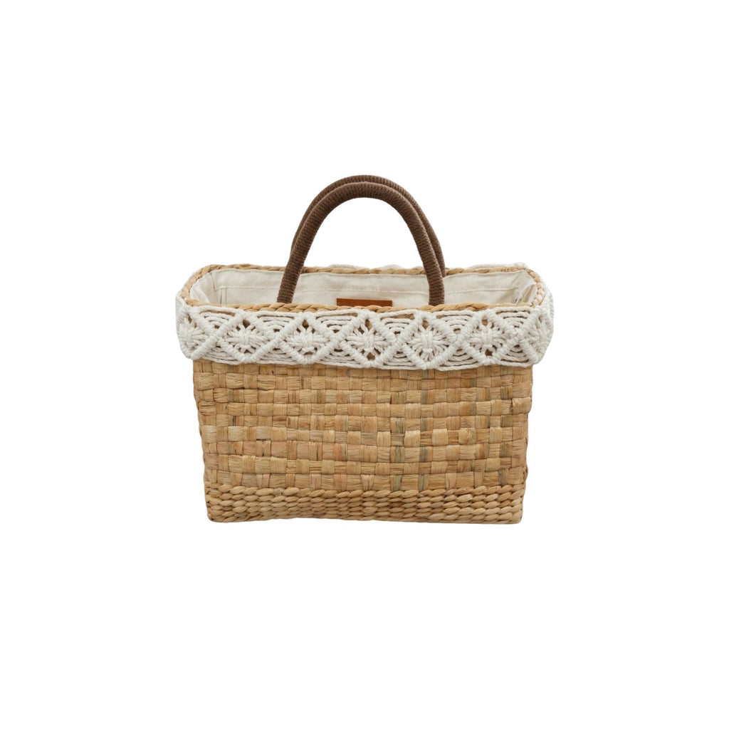 Handmade Water Hyacinth Macrame Bag 37x10x24 cm Vertical – artisan shoulder bag by eQueen Handicraft