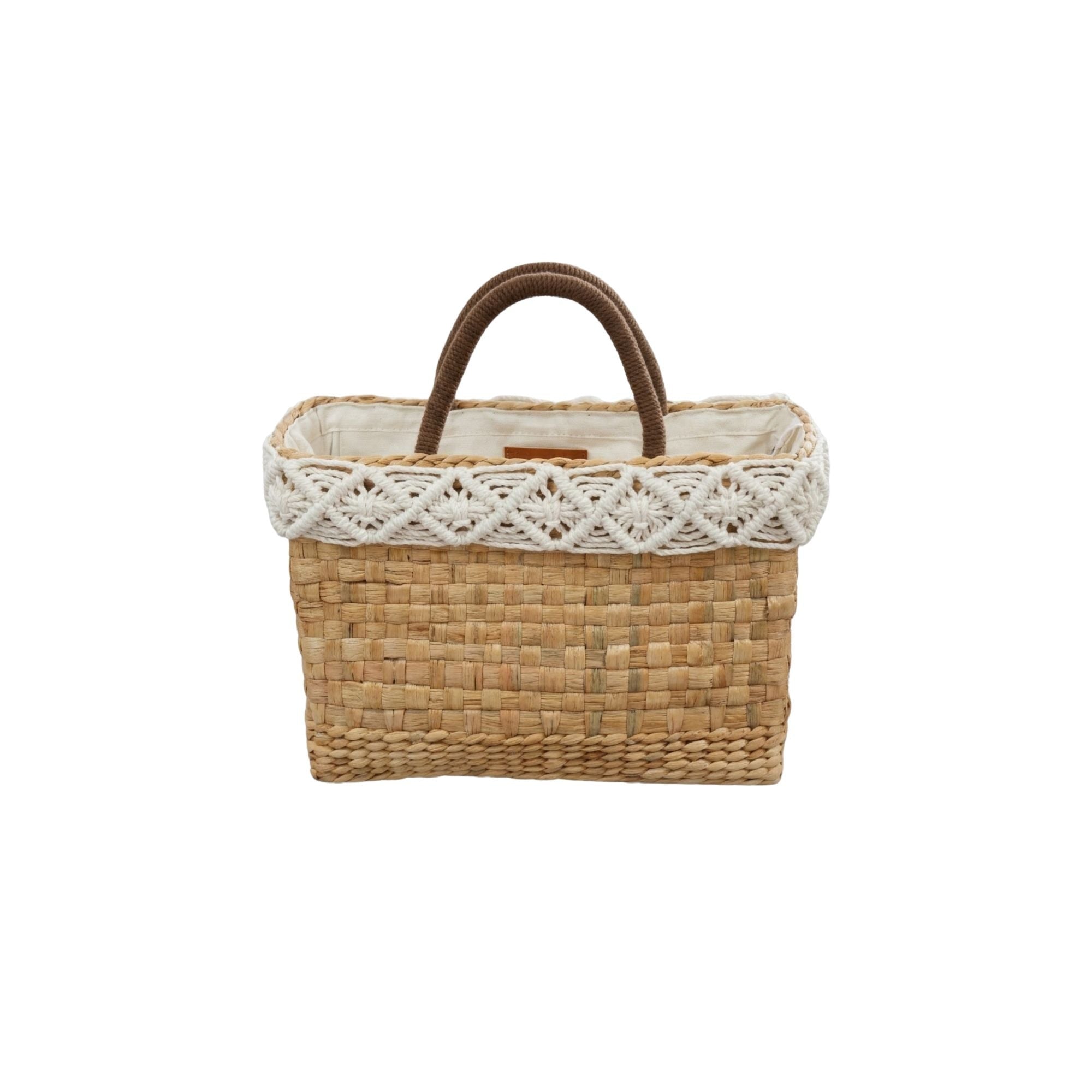 Handmade Water Hyacinth Macrame Bag 37x10x24 cm Vertical – artisan shoulder bag by eQueen Handicraft